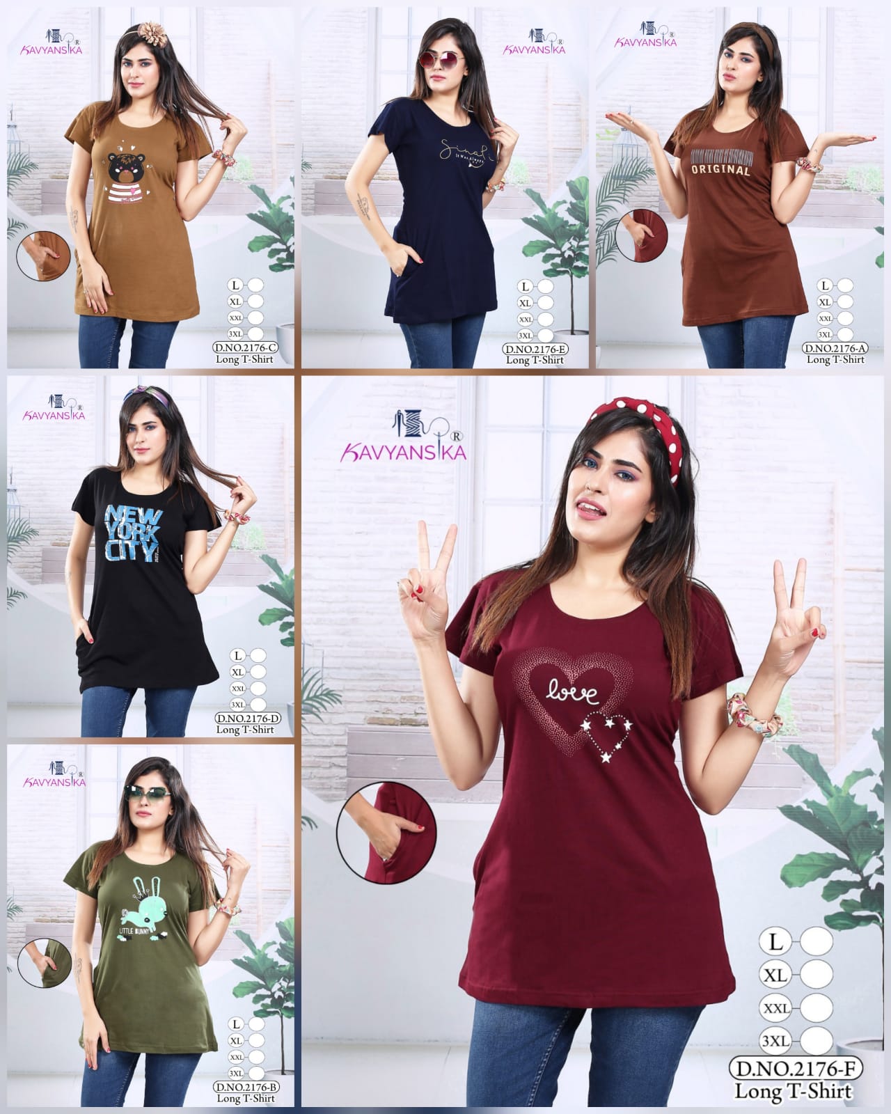 Kavyansika Long Top 2176 Night Wear Hosiery Cotton Long T-shirt Collection
